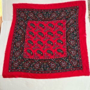 Glentex Red Paisley Scarf Vintage Japan